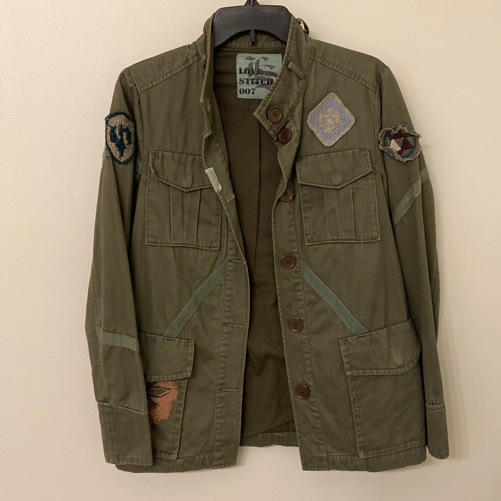 Love Stitch Distressed Utility Jacket